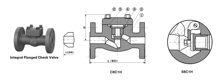 Clase 150 ~ 1500 de acero forjado de brida End válvula de retención